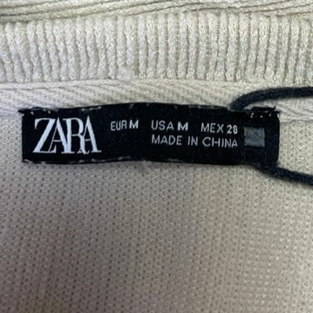 Zara Women's Beige Knit Oversized Crew Long Sleeve Pullover Sweater Top Size M - Picture 3 of 3